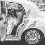 Bride getting out of the car