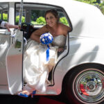 Bride getting out of the car