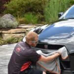 drying newly washed nissan gtr